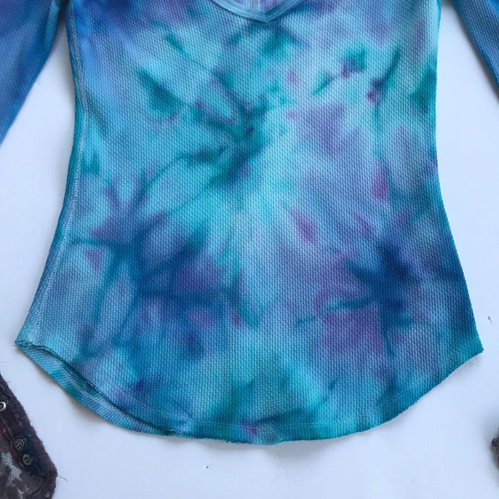FPxDP Custom Tie Dye Rare Cuff Thermal Top Art School Sweater Colorful Medium M